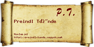 Preindl Tünde névjegykártya